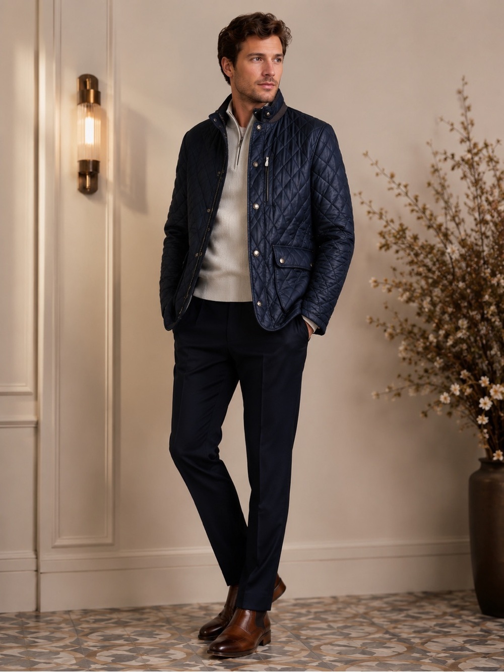 Ted Baker London Quilted Jacket Navy Blue Size 4 (Large) - Classic Casual